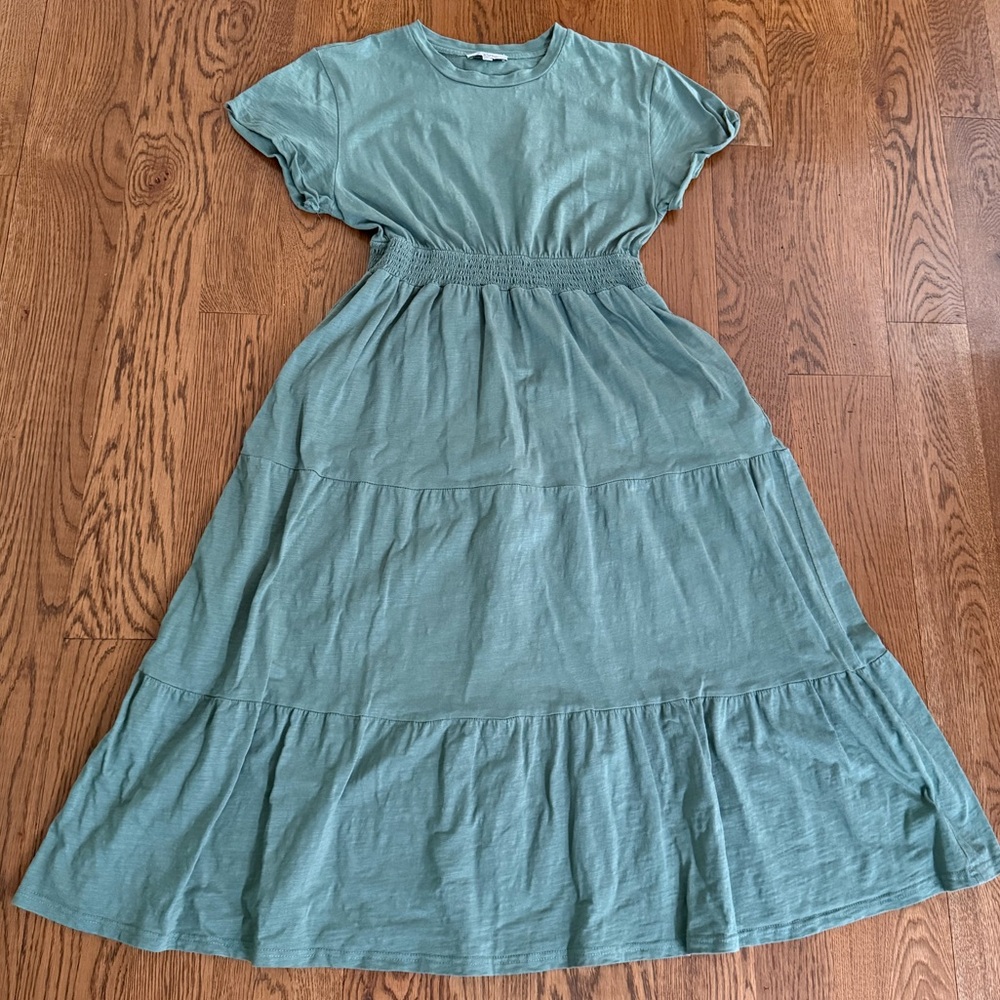 Polagram green Midi Sundress with Flutter Sleeves